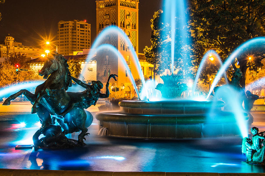 Plaza Blue Fountain Photograph by Steven Bateson
