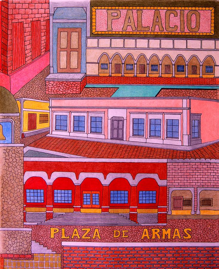 Architecture Drawing - Plaza de Armas by Gregory Carrico