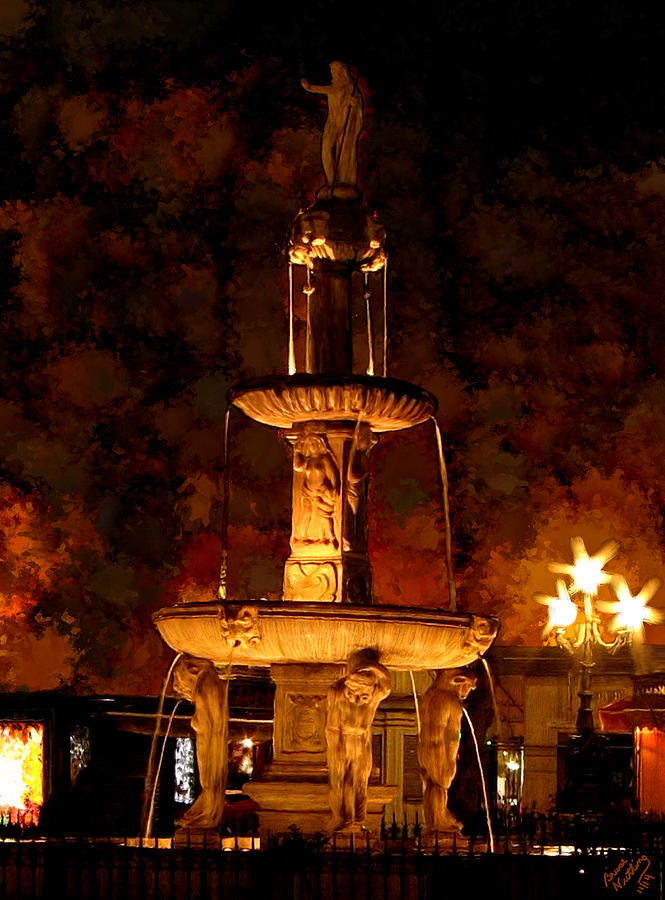 Plaza de Bib-Rambla Fountain in Granada Spain Painting by Bruce Nutting