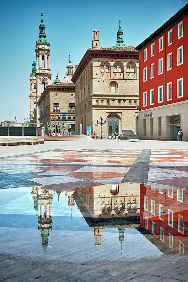 Plaza De La Seo Basilica Of Our Lady Of Photograph by Paul Biris