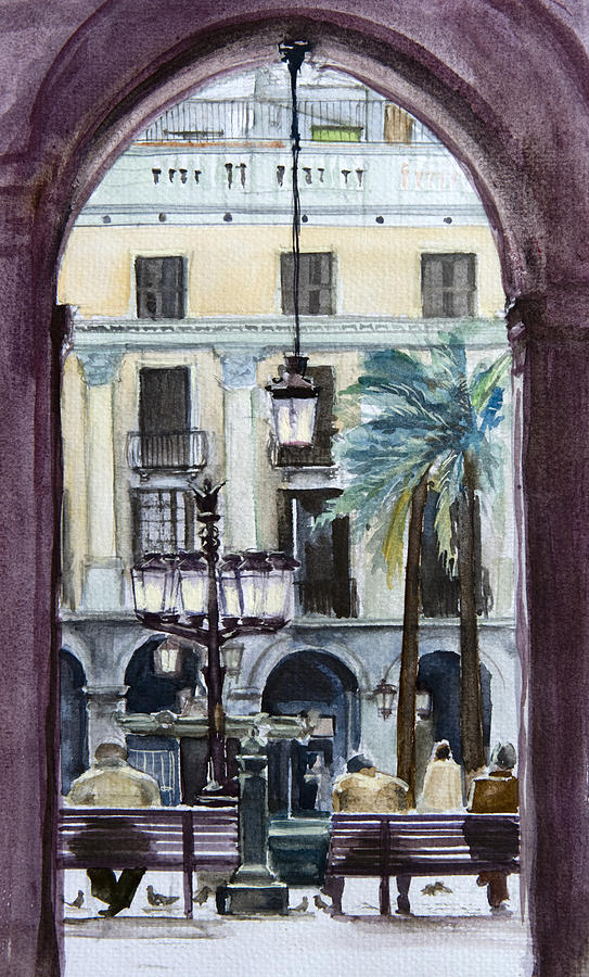 Plaza Real. Barcelona Painting by Bakhtiar Umataliev