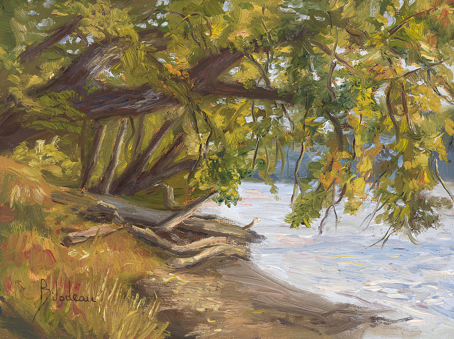 Plein Air - Chicopee River Painting by Lucie Bilodeau