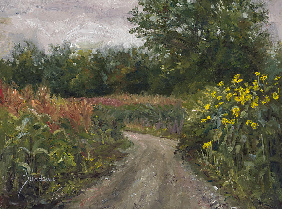 Plein Air - Corn Field Painting by Lucie Bilodeau