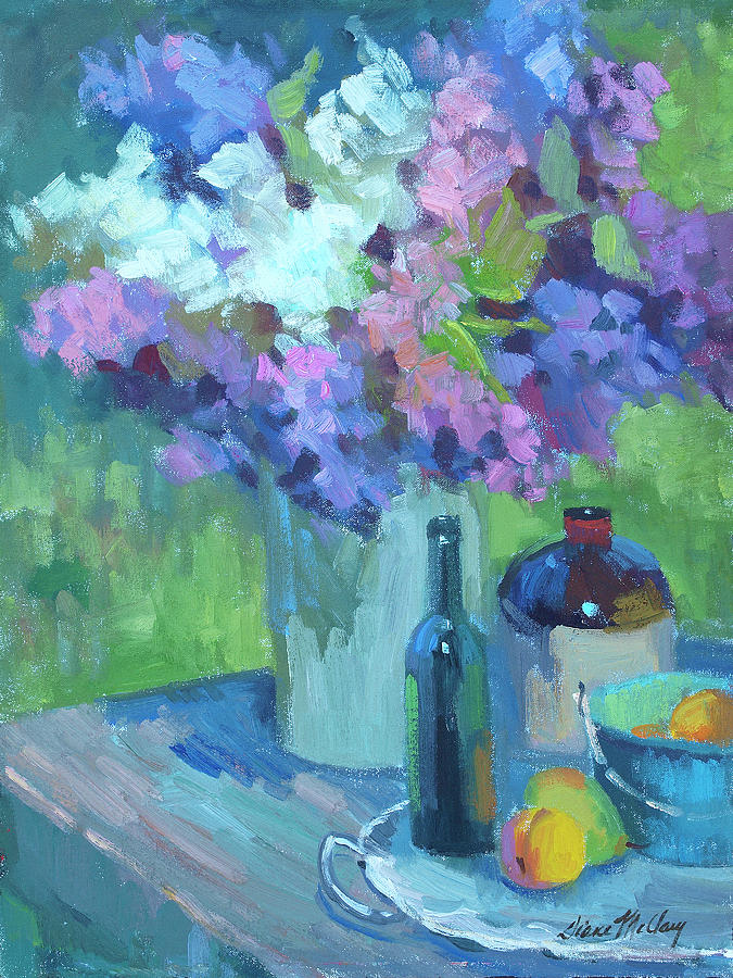 Apple Painting - Plein Air Lilacs by Diane McClary