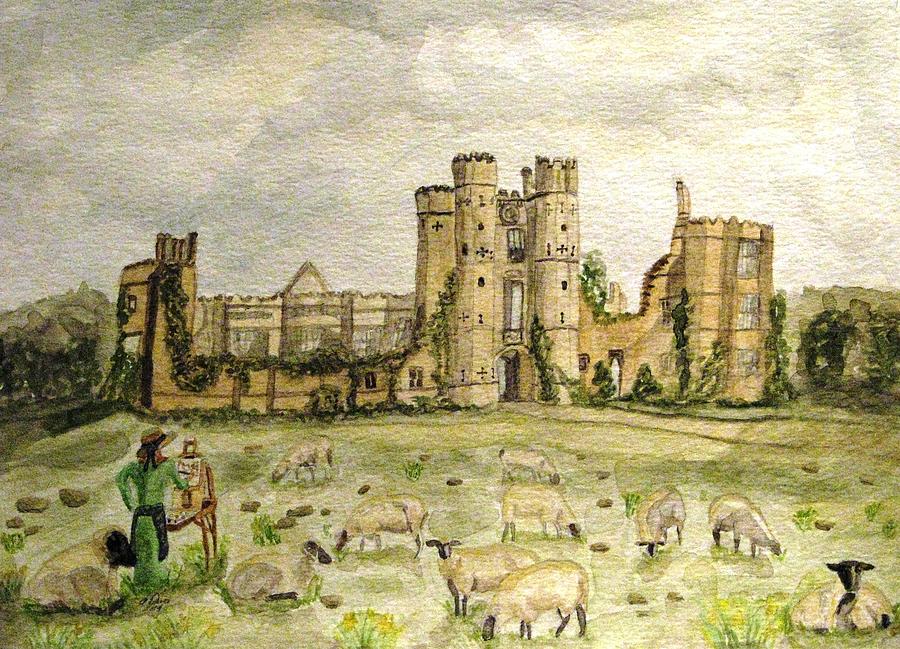 Sheep Painting - Plein Air Painting At Cowdray House Sussex by Angela Davies