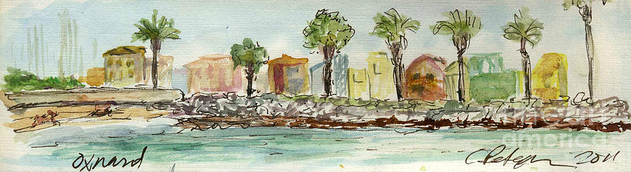Plein Air Sketchbook. Oxnard California 2011. Entrance to the Harbor from the North Jetty Painting by Cathy Peterson 