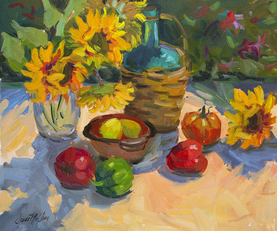 Still Life Painting - Plein Air Sunflowers by Diane McClary