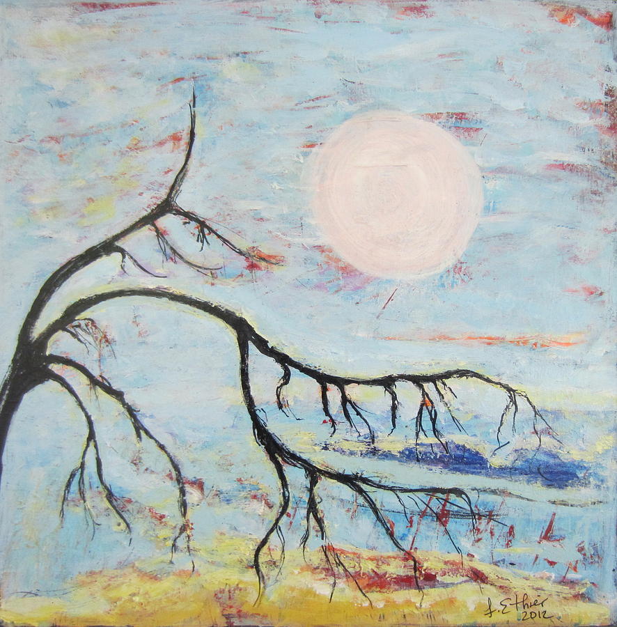 Landscape Painting - Pleine lune by Francine Ethier