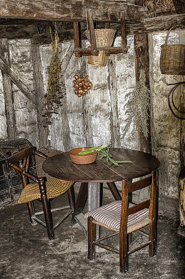 Plimoth Plantation  Pilgrim Table For Two Photograph by Constantine Gregory