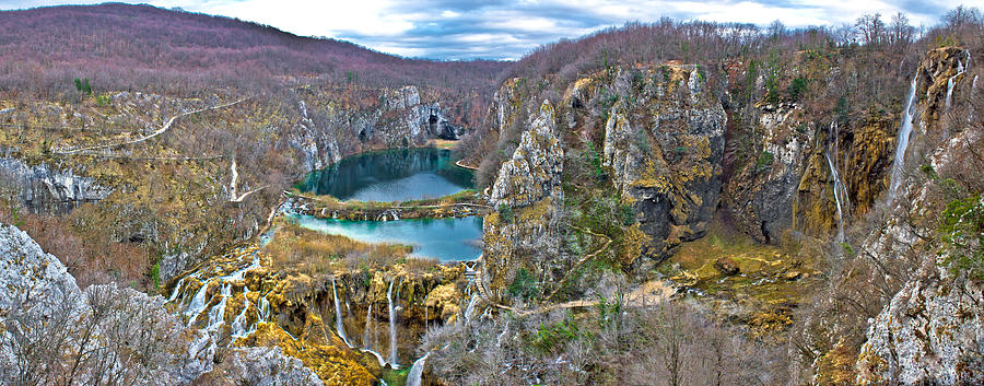 Plitvice lakes canyon panoramic view Photograph by Brch Photography