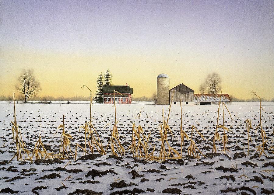 Plought Cornfield Painting by Conrad Mieschke
