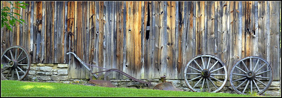 Vintage Photograph - Plow and Barn Study 2 by Kathy Barney