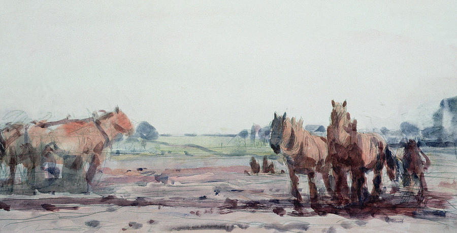 Plough Horses Painting - Plow Horses by Harry Becker Plough Horses Painting - Plow Horses by Harry Becker