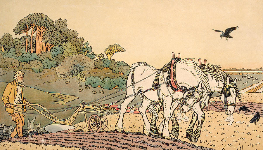 Horse Painting - Plowing by English School