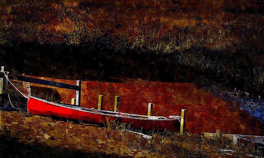 Plum Island Canoe Painting by Rick Mosher
