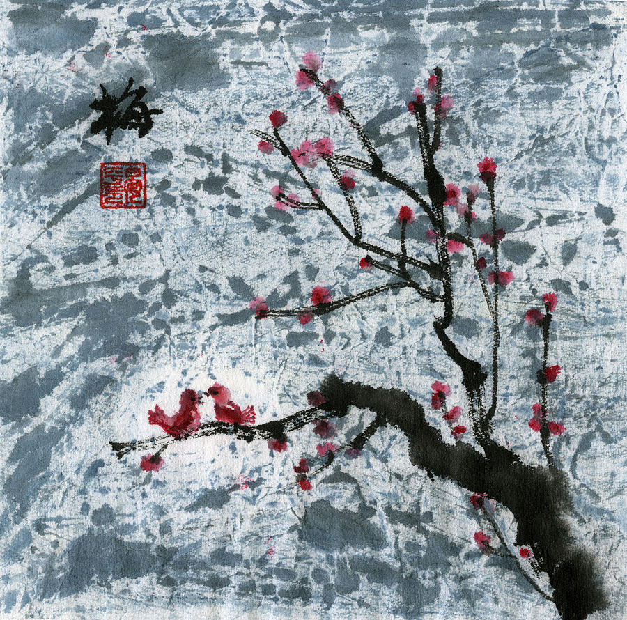 Plum Tree Painting by Ping Yan