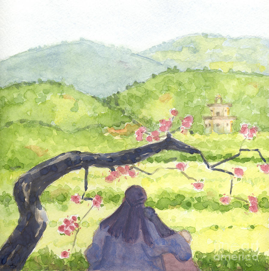 Mountain Painting - Plumb Blossom Love by Lilibeth Andre