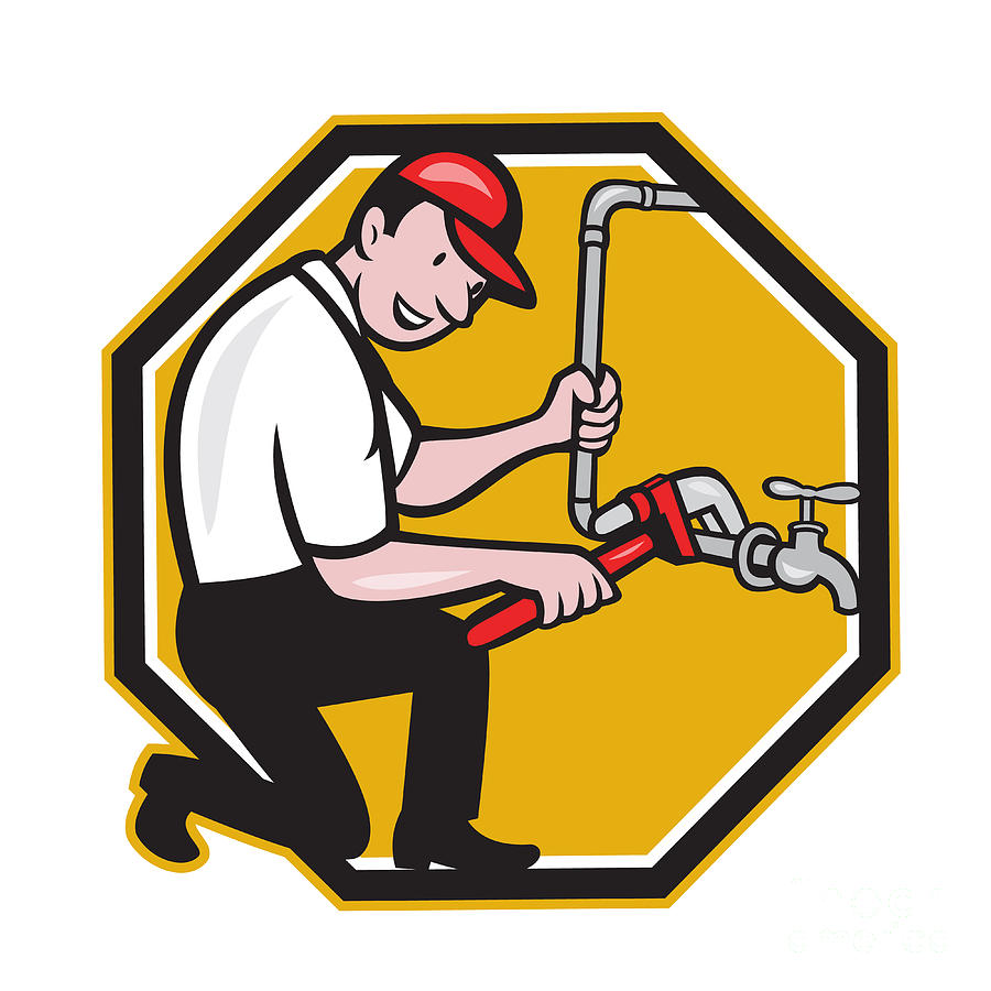 Plumber Repair Faucet Tap Cartoon Digital Art by Aloysius Patrimonio -  Pixels