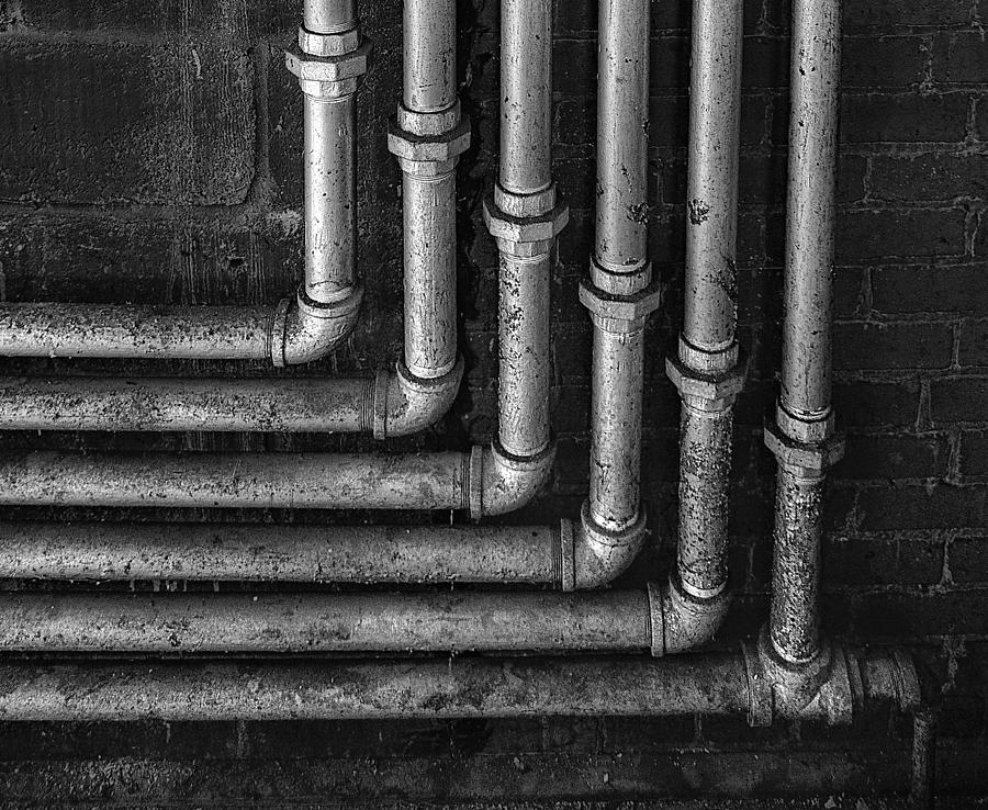 Architecture Photograph - Plumbing Symmetry II by Susan Candelario