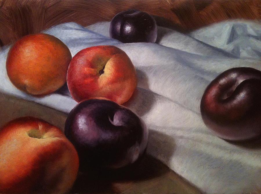Still Life Painting - Plums and Nectarines by Timothy Jones
