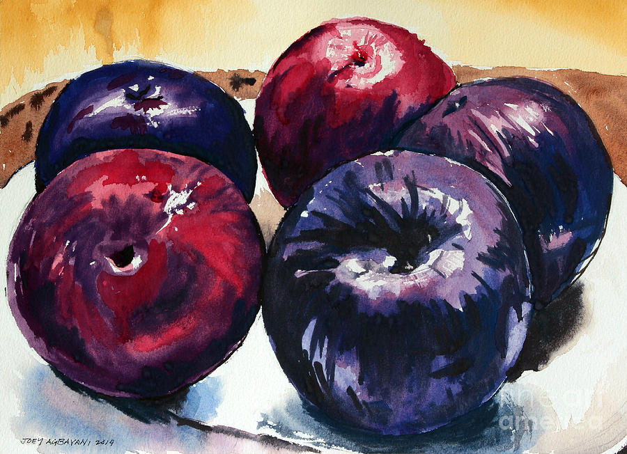 Plums Painting by Joey Agbayani