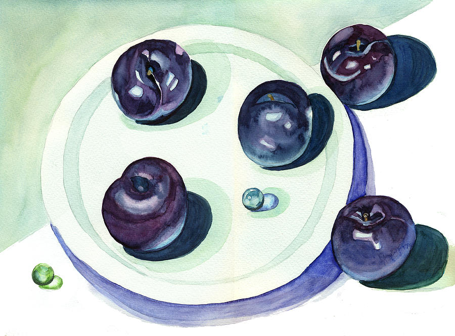 Plums Painting by Katherine Miller