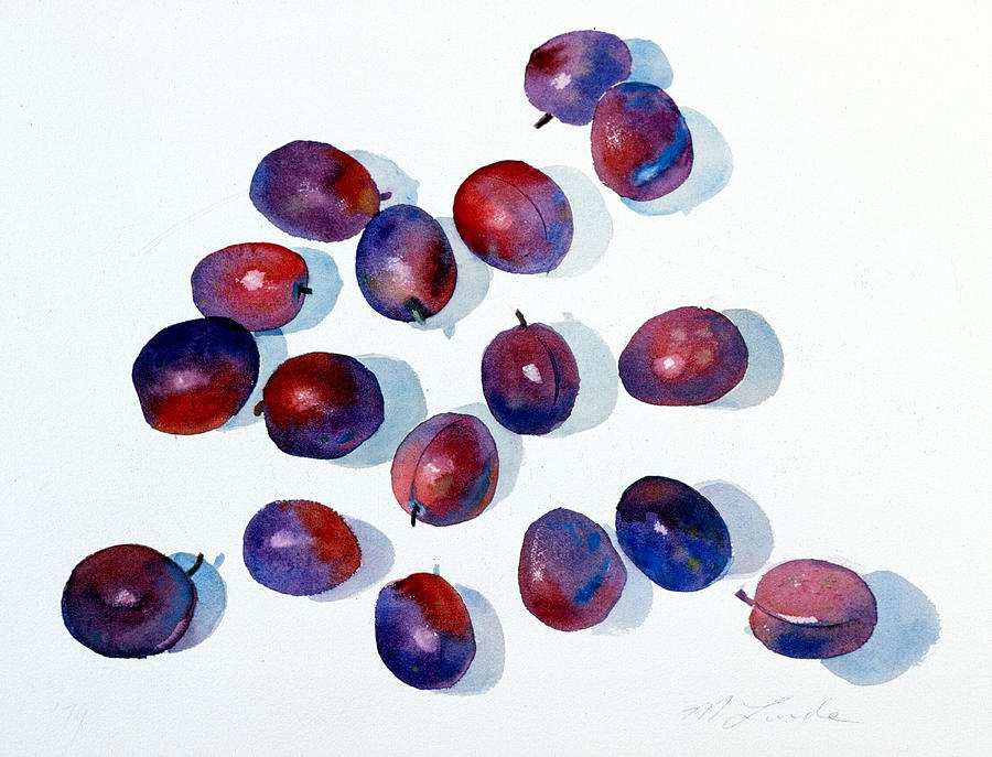 Plums Painting by Mark Lunde