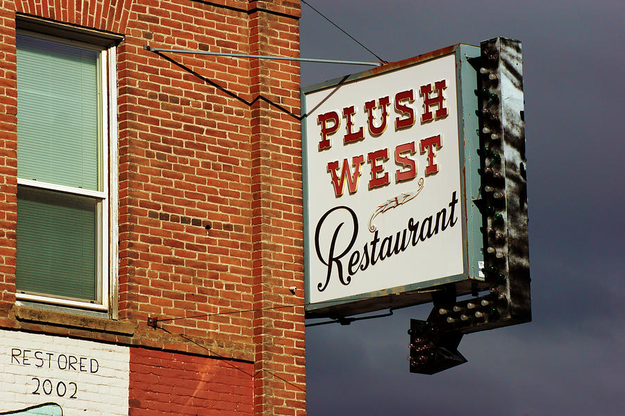 Plush West Restaurant Sign Photograph by Daniel Woodrum