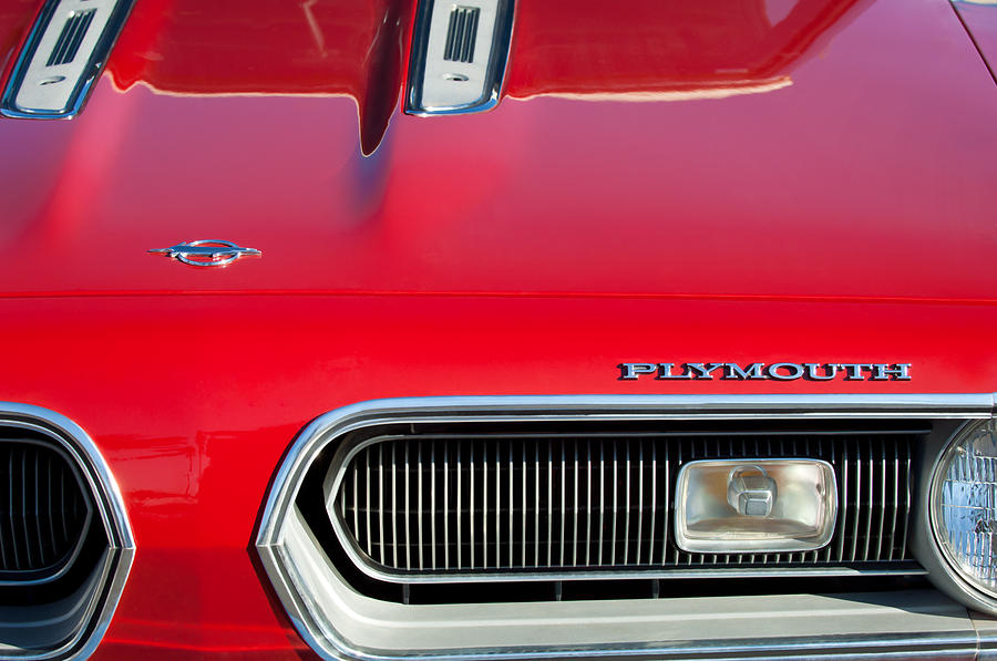 Car Photograph - Plymouth Barracuda Grille Emblem by Jill Reger