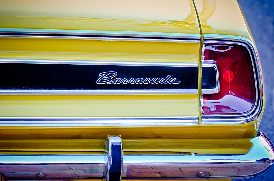 Car Photograph - Plymouth Barracuda Taillight Emblem -0711c by Jill Reger