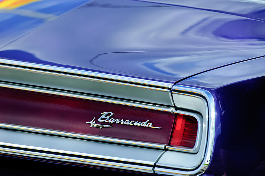 Car Photograph - Plymouth Barracuda Taillight Emblem by Jill Reger