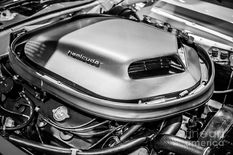 Plymouth Hemi Cuda Engine Shaker Hood Scoop Photograph by Paul Velgos