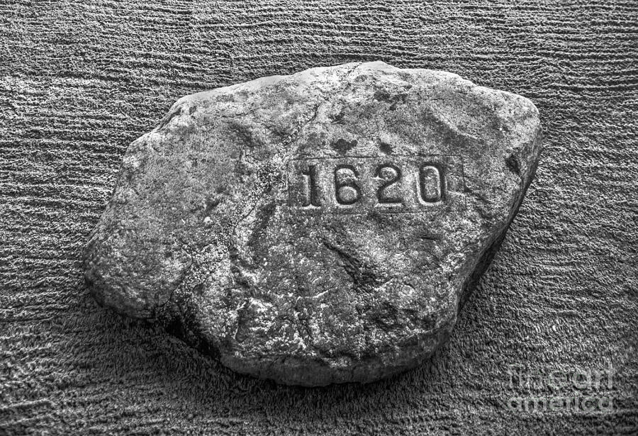 Thanksgiving Photograph - Plymouth Rock in Black and White by Diane Diederich