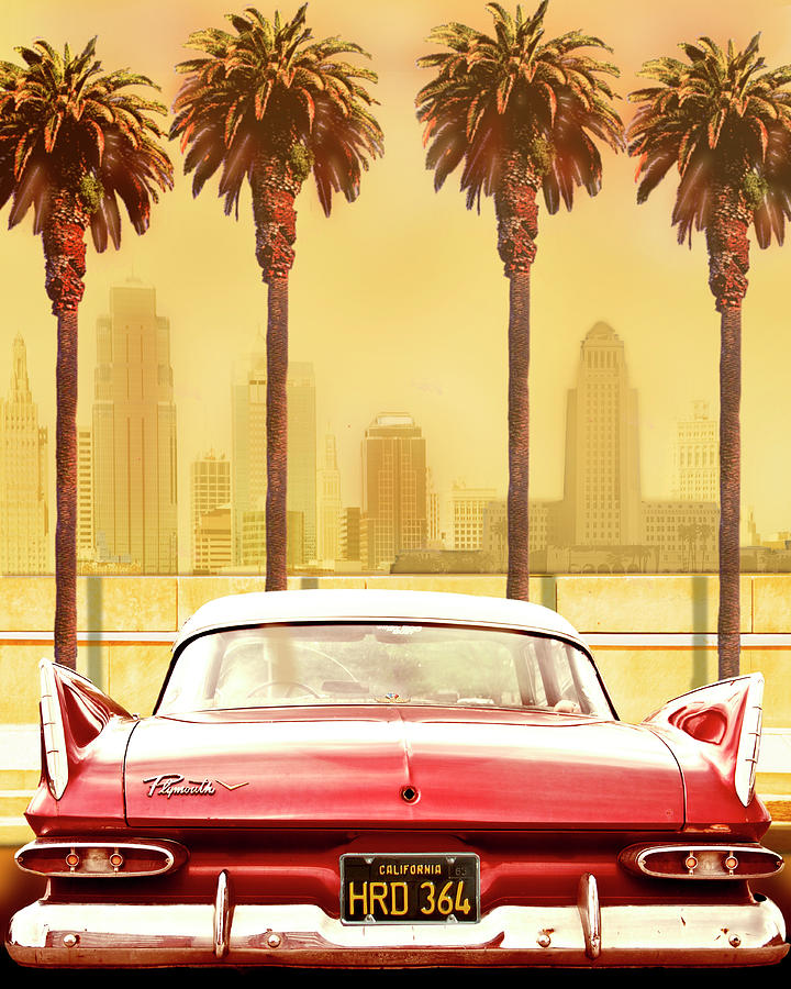 Los Angeles Photograph - Plymouth Savoy With Palms by Larry Butterworth