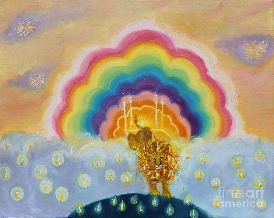 PMS 43 Lion of Judah on Earth Painting by Anne Cameron Cutri