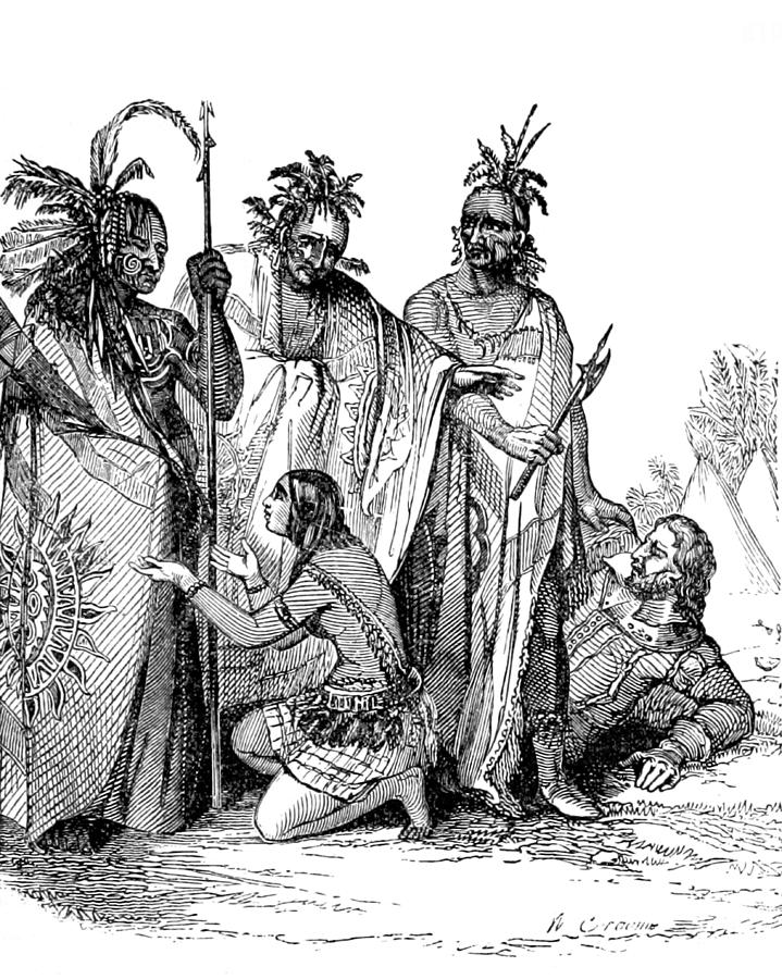 Pocahontas Photograph - Pocahontas Saving Captain John Smith by British Library