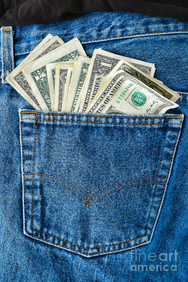Money Photograph - Pocket of Dollar by Olivier Le Queinec
