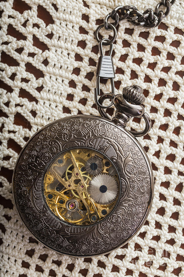 Pocket Watch over Lace Photograph by Edward Fielding