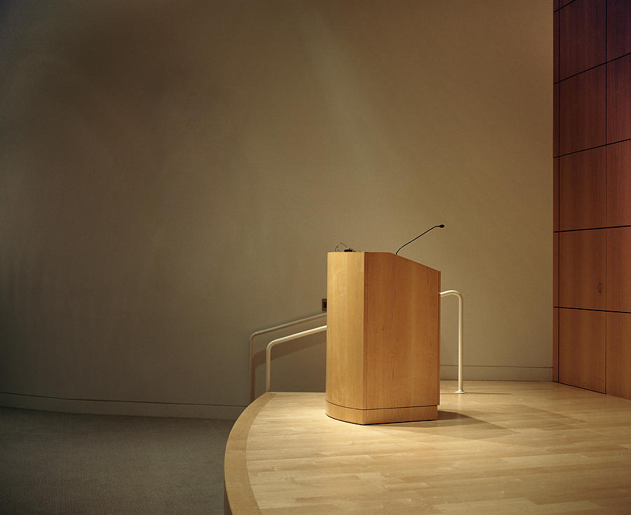 Podium and microphone  in room Photograph by Erik Von Weber