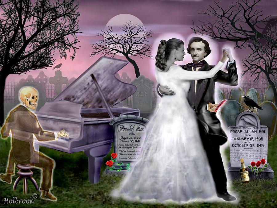 Raven Digital Art - Poe and Annabel Lee Eternally by Glenn Holbrook