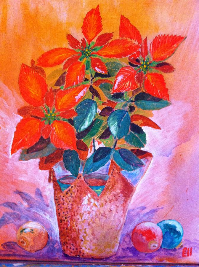 poinsettia at Christmas 2011 Painting by Peter Debelius - Fine Art America