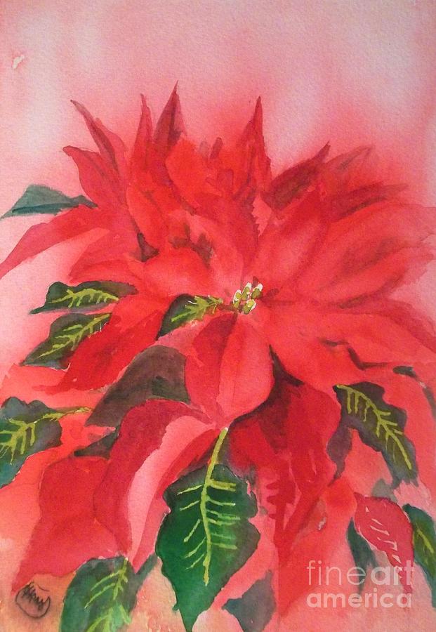Poinsettia - for Christmas Painting by Yoshiko Mishina