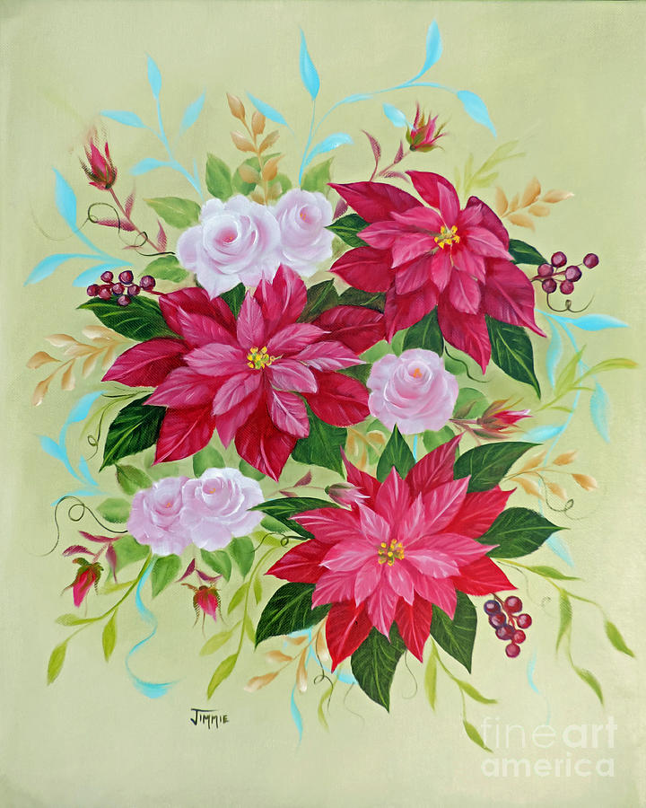 Poinsettias and Roses Painting by Jimmie Bartlett