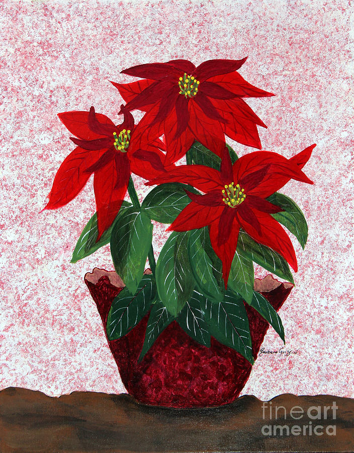 Poinsettias Painting by Barbara A Griffin