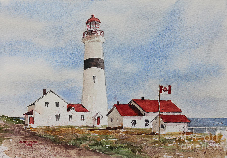 Point Amour Labrador Lighthouse Painting by Monte Toon