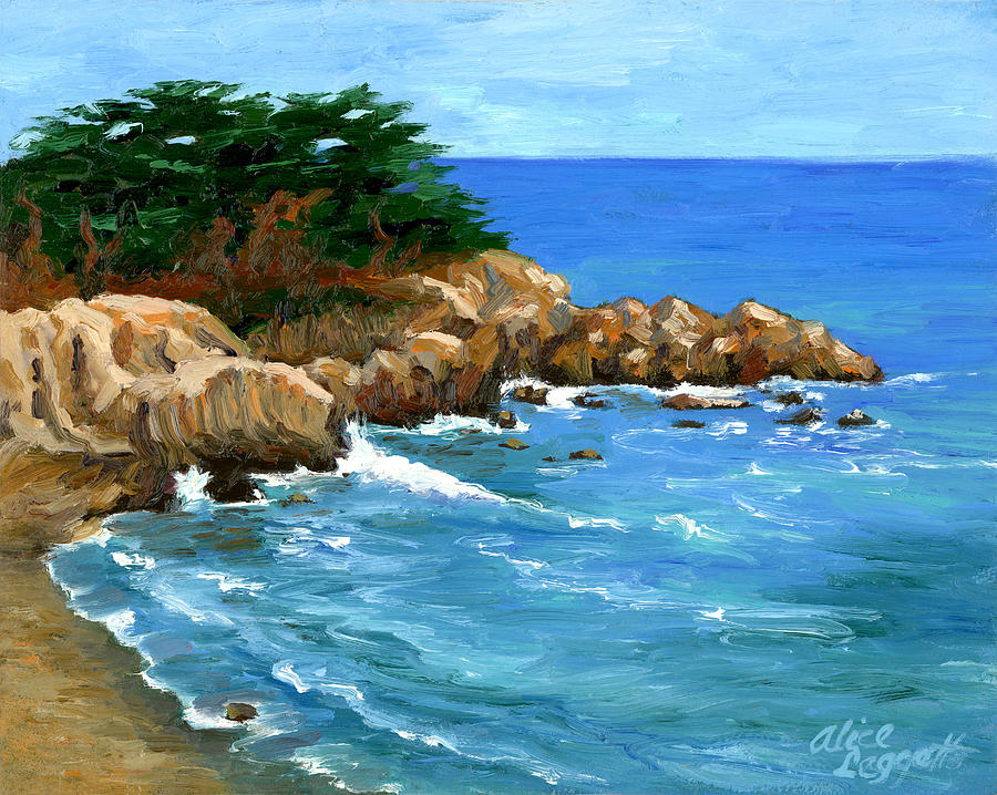 Point Lobos Coast Painting by Alice Leggett