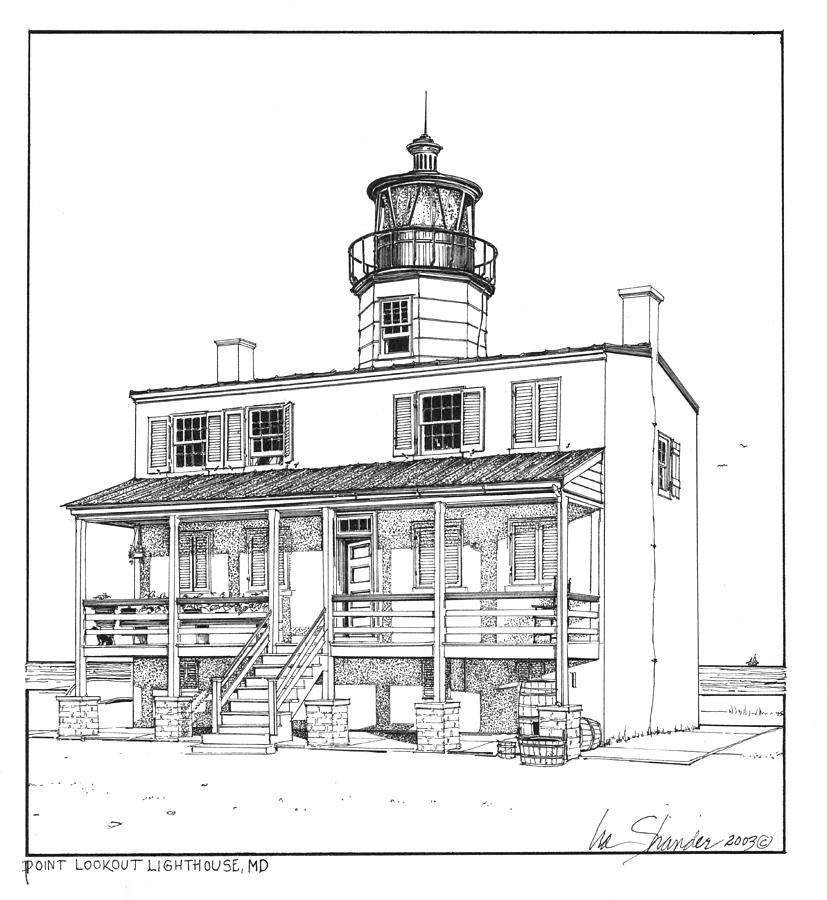 Point Lookout Lighthouse Drawing by Ira Shander