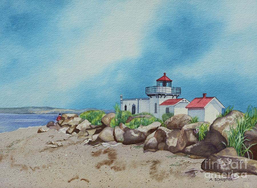 Lighthouse Painting - Point No Point by Amanda Schuster