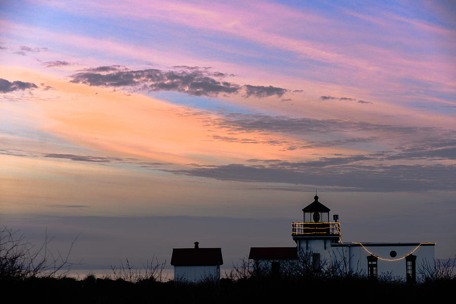 Point No Point Sunset on a Day in January - Lighthouse Photograph by Ronda Broatch