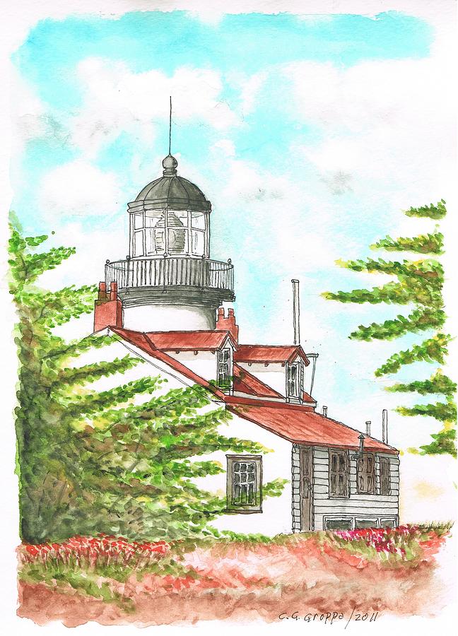 Point Pinos Lighthouse - California Painting by Carlos G Groppa